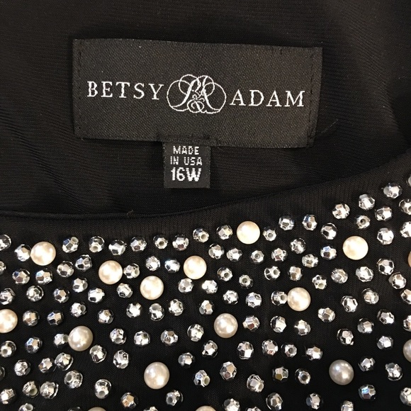 Betsy & Adam Womens Black Embellished Formal Dress Gown Plus 16W - Picture 8 of 12